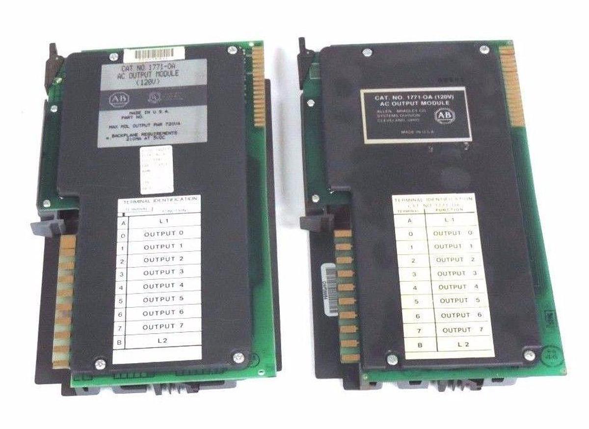 Used LOT OF 2 ALLEN BRADLEY 1771-OA AC OUTPUT MODULES 120V 1771OA
