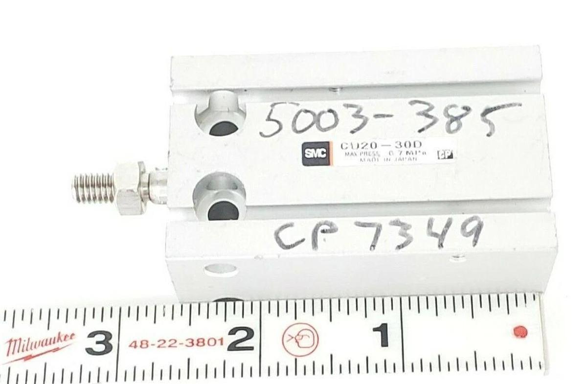 Used SMC CU20-30D DOUBLE ACTING CYLINDER FREE MOUNT 20MM CU2030D, 0.7 MPa
