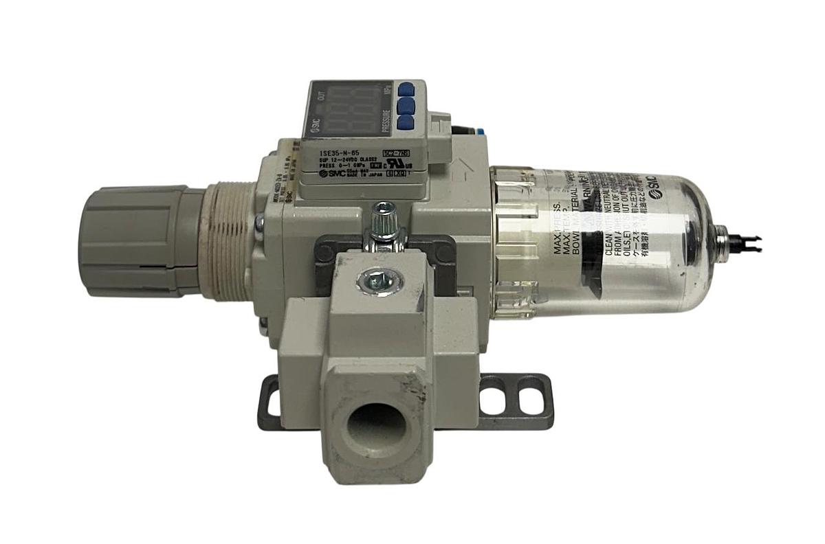 Used SMC AW20K-N02E3-ZA-B / ISE35-N-65 AW MASS PRO FILTER / REGULATOR PRESSURE USNP