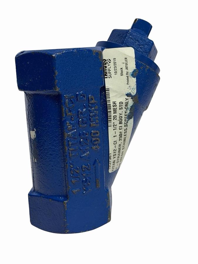 Used NEW Titan-FCI YS12 1-1/2" Y-Strainer Cast Iron A126 Gr. B 400 MWP Threaded