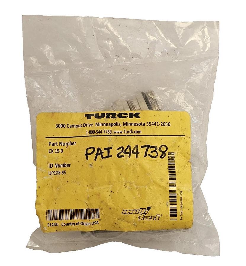 Used NEW TURCK CK 19-0 CONNECTOR ID NUMBER: U0108-55