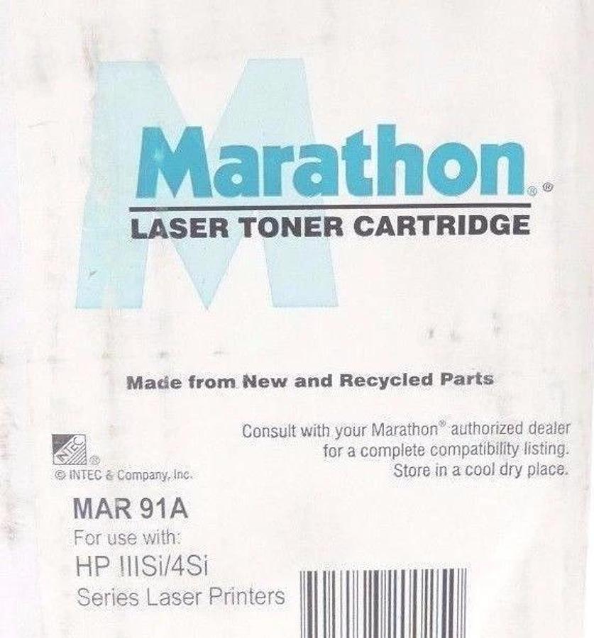 Used NIB MARATHON MAR91A LASER TONER CARTRIDGE FOR USE W/ HP IIISi/4Si