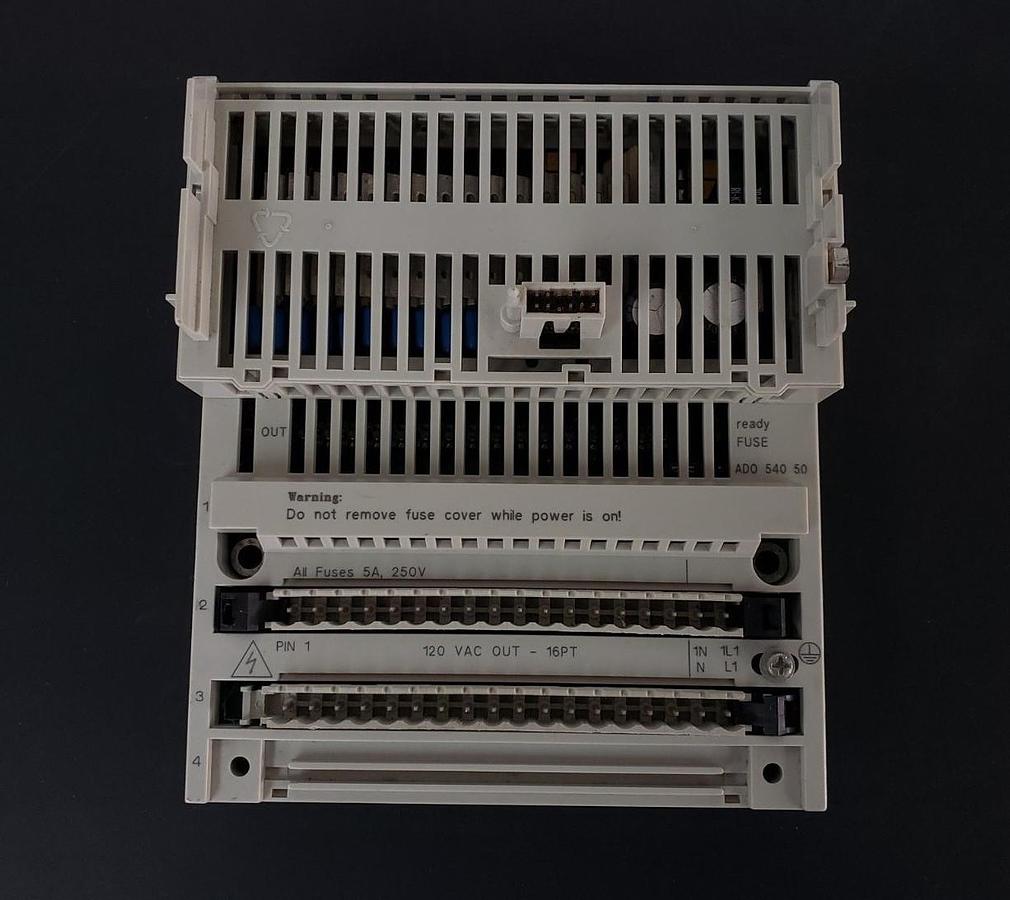 Used SCHNEIDER ELECTRIC 170ADO54050 I/O BASE UNIT 120VAC 16PT, PV 00, RL 76 W/O COVER