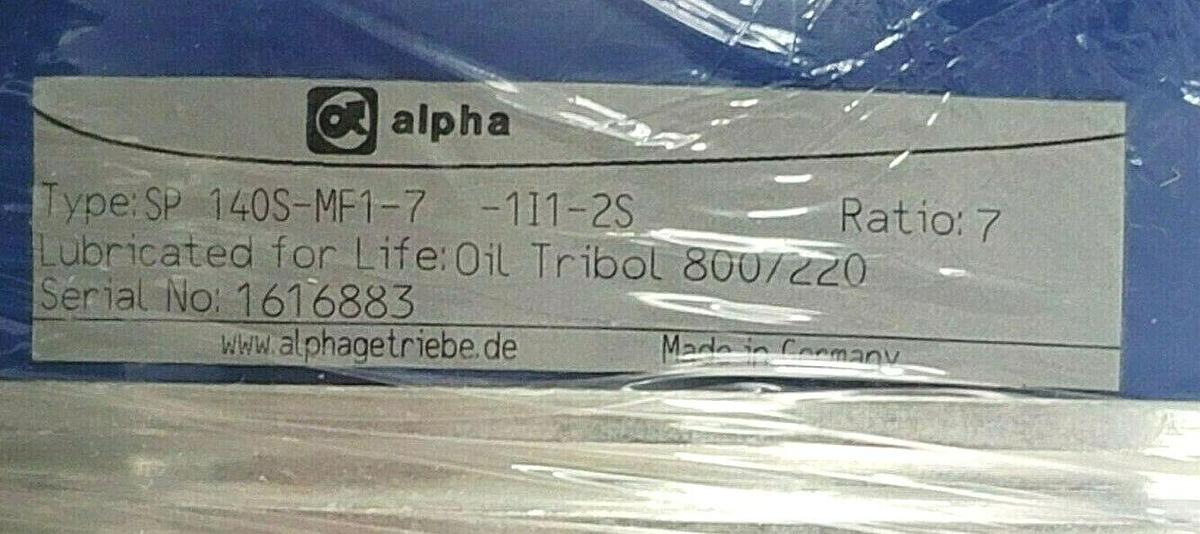 NIB ALPHA SP140S-MF1-7-1I1-2S PLANETARY GEARBOX REDUCER SP 140S-MF1-7