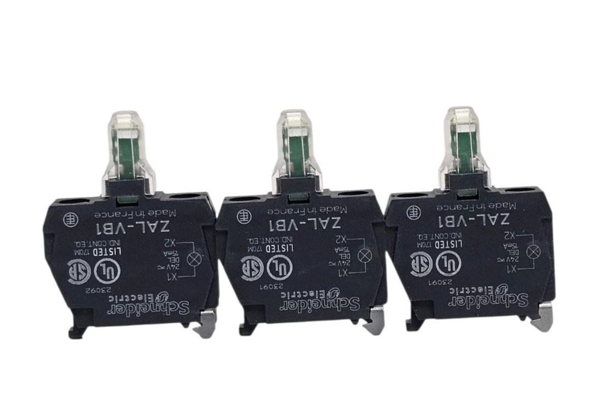 Used BOX OF 3 NEW SCHNEIDER ELECTRIC ZALVB1 LIGHT MODULES 24 VAC/DC NSMP