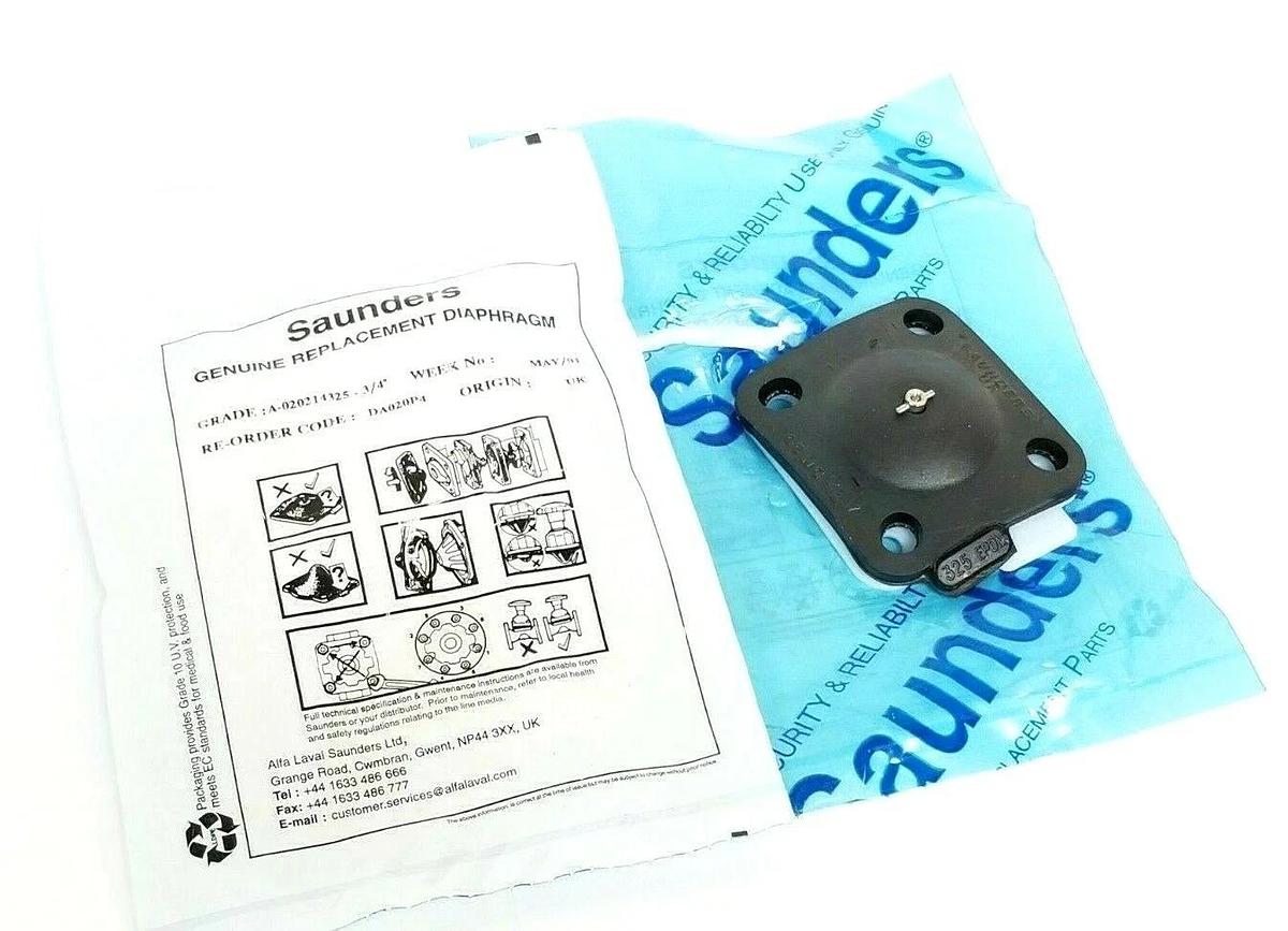 Used LOT OF 2 NEW SAUNDERS DA020P4 DIAPHRAGMS 3/4'' A-020214325-3/4''
