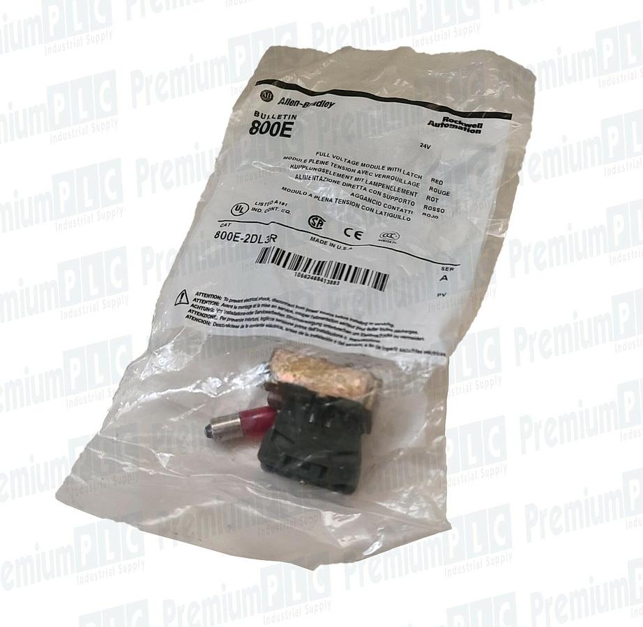 Used NEW ALLEN BRADLEY 800E-2DL3R POWER MODULE W/ LATCH SER. A, RED, 22.5mm 24V AC/DC