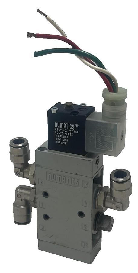 Used NUMATICS L23BA452B Solenoid Valve 24VDC 4-Way 1/4" NPT w/ 237-569 Coil, Canfield