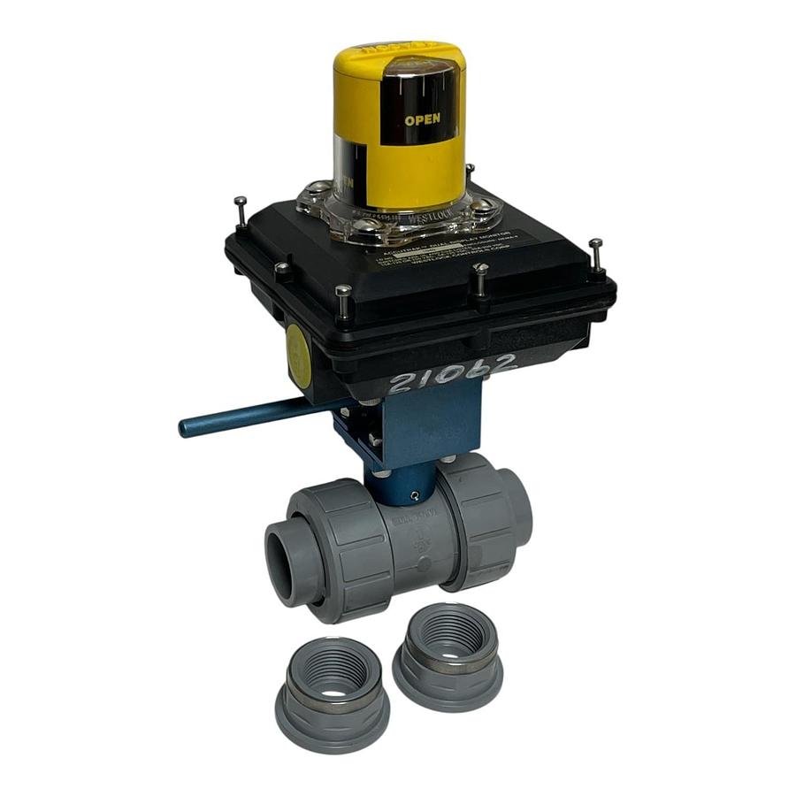 Used Asahi 1" Type-21 Ball Valve Westlock 1040 Monitor 79P Pneumatic Actuator - NSNP