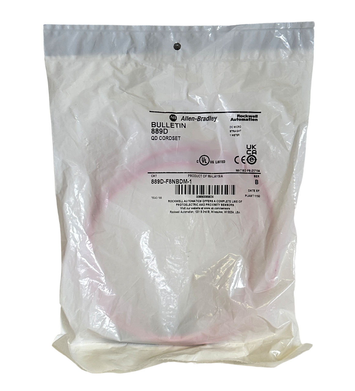 NEW ALLEN BRADLEY 889D-F8NBDM-1 /B QD CORDSET DC MICRO STRAIGHT 1M 889DF8NBDM1