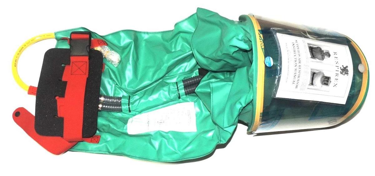 Used RESPIREX SIMPLAIR SIMH056 SUPPLIED AIR RESPIRATOR NIOSH HOOD ASIMH056/73 NEW