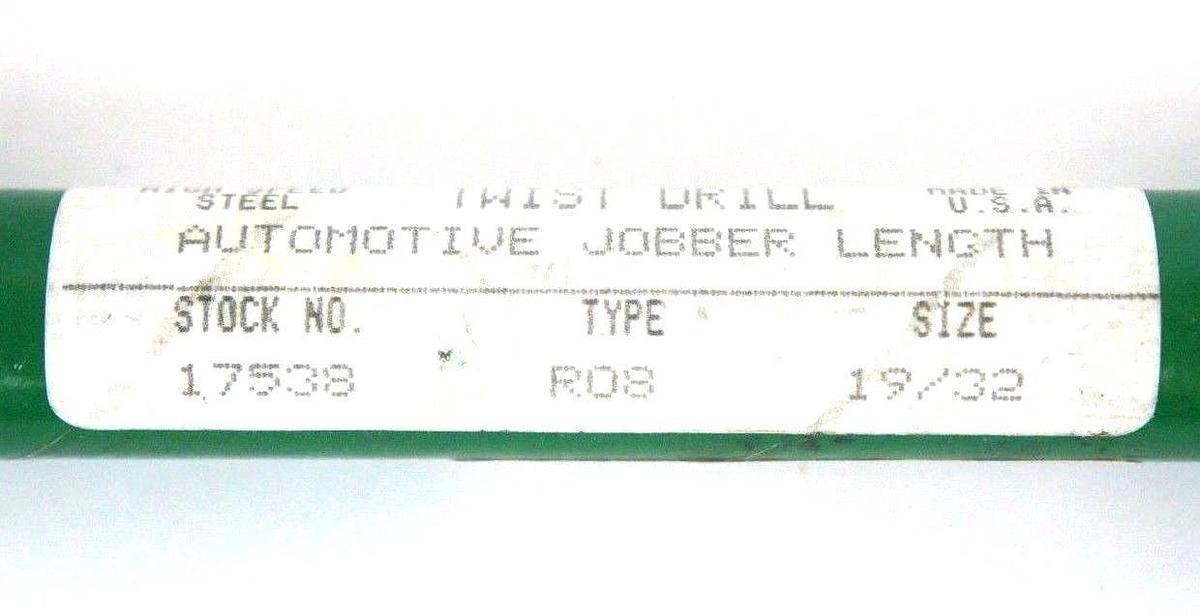 NEW PRECISION TWIST DRILL 17538 19/32" JOBBER LENGTH HSS TYPE R08