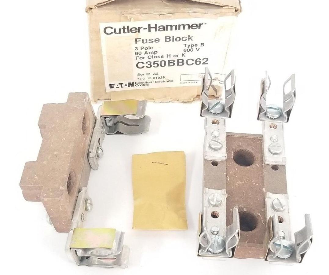 NIB EATON CUTLER-HAMMER C350BBC62 FUSE BLOCK 3-POLE TYPE: B, SER. A2
