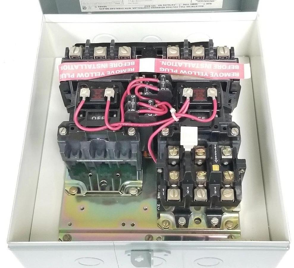 Used NIB ALLEN BRADLEY 505-BAD SER. C REVERSING STARTER SIZE 1, 505BAD, 120V