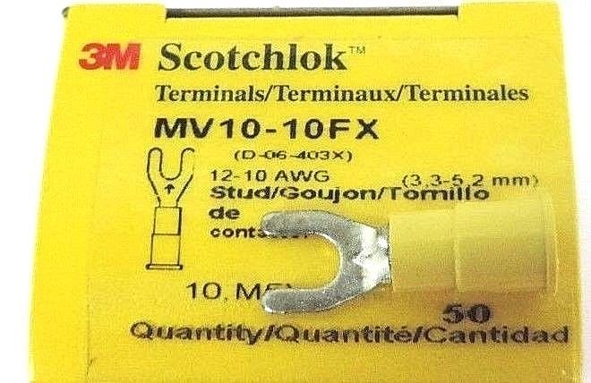 LOT OF 300 3M SCOTCHLOK MV10-10FX FORK TERMINALS MV1010FX, 12-10 AWG