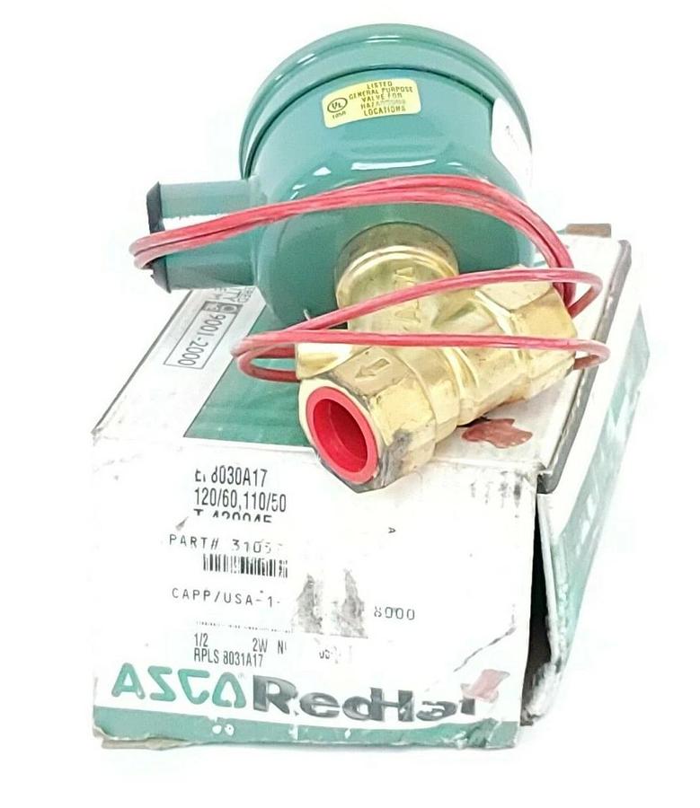 Used ASCO EF8030A17 SOLENOID VALVE 120/60, 110/50 PIPE: 1/2'' WATTS: 15.4 (IN BOX)