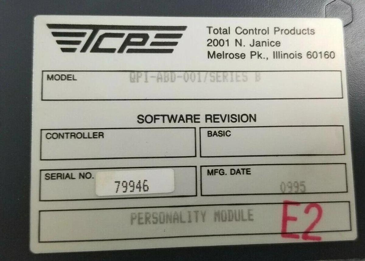 Used TOTAL CONTROL QPI11100S2P QUICKPANEL 10.4'' V1.12 W/ QPI-ABD-001 SER. B