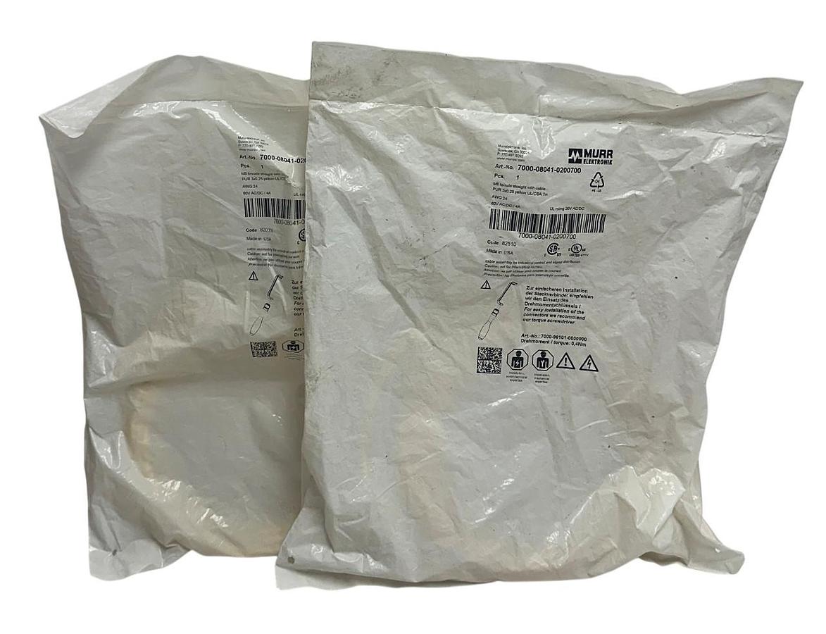 Used 2 MURR ELEKTRONIK 7000-08041-0200700 / 7000080410200700 CONNECTION CABLES NSFS