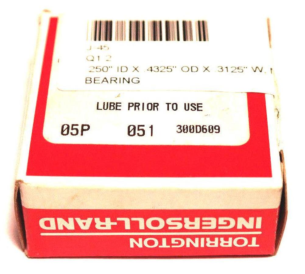 NIB TORRINGTON J-45 ROLLER BEARING 0.25" X 0.4325" X 0.3125" J45