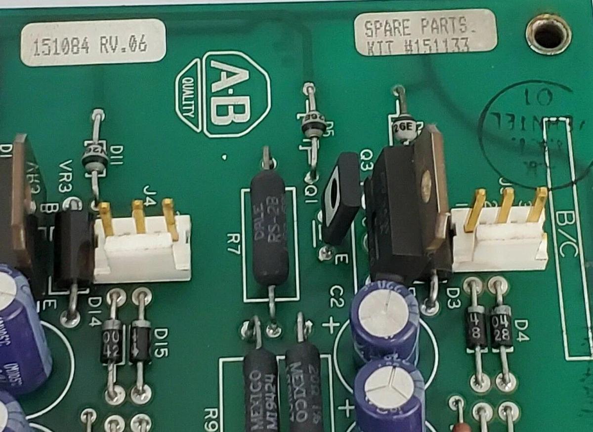 Used ALLEN BRADLEY 151084 RV. 06 BASE DRIVER BOARD 151133, 145566-01, 7.5HP