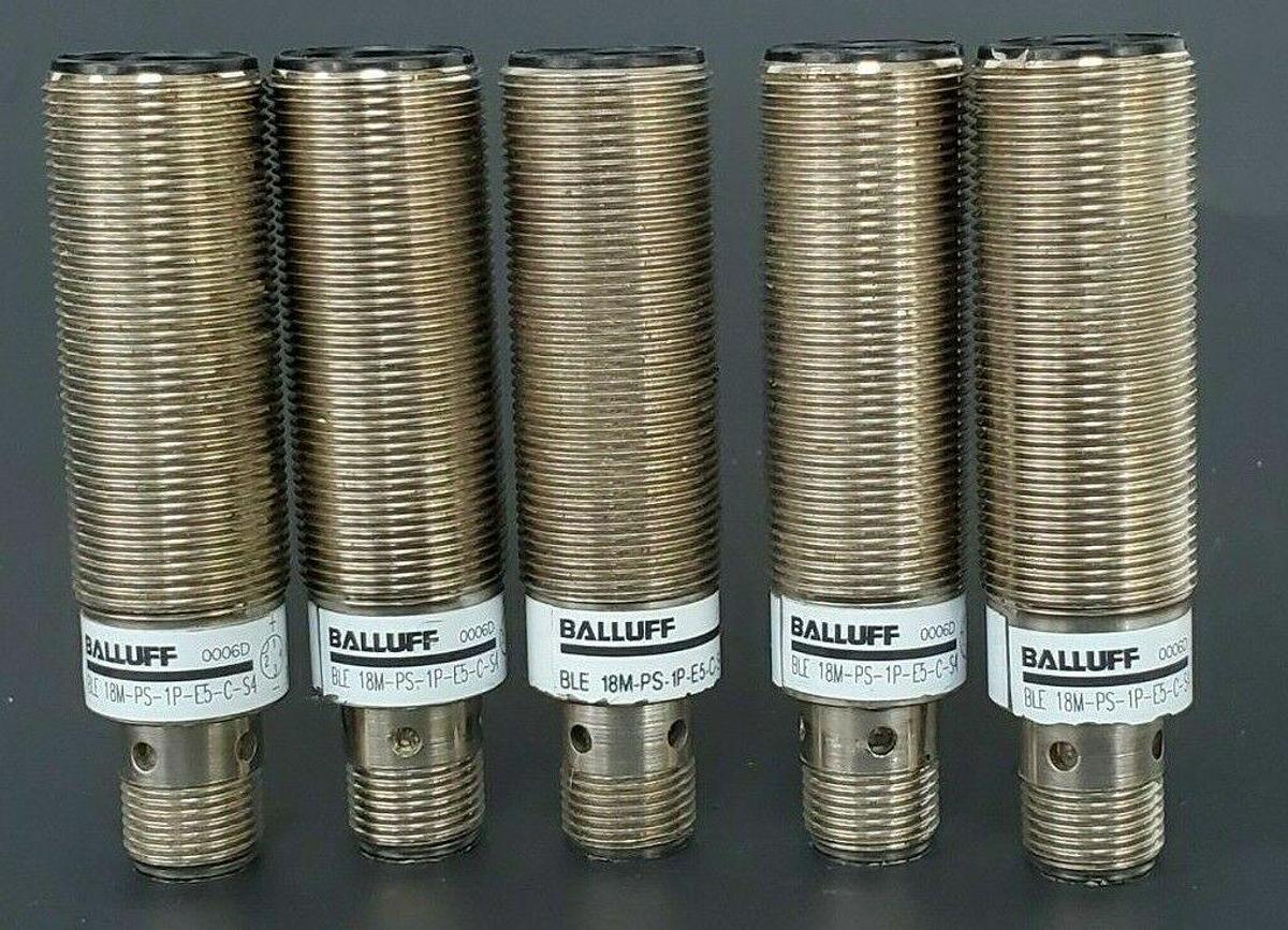 Used LOT OF 5 BALLUFF BLE-18M-PS-1P-E5-C-S4 RECEIVERS 551666, BLE18MPS1PE5CS4, 10-30