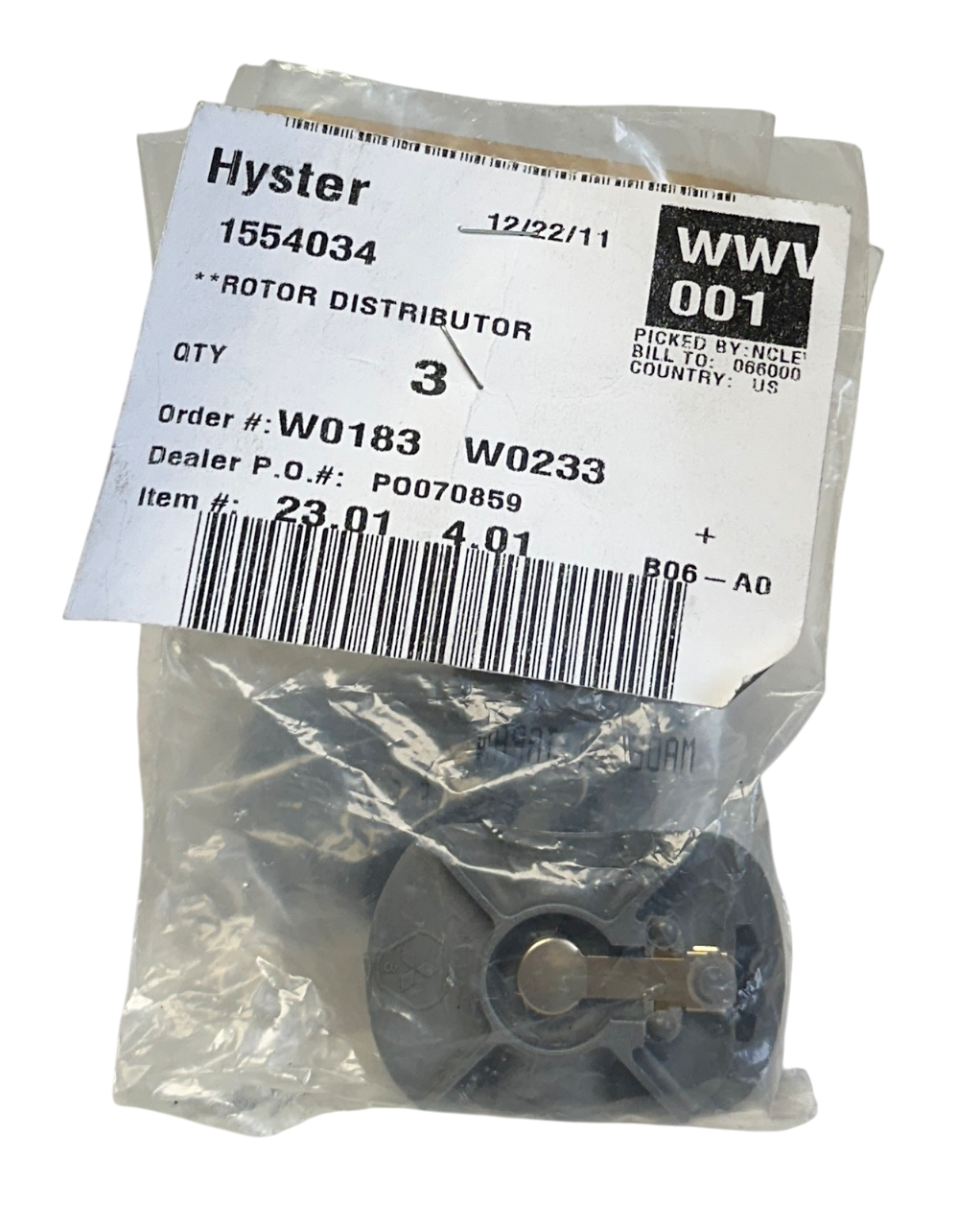 Used 3 HYSTER 1554034 / HY1554034 OEM ROTOR DISTRIBUTORS FOR FORKLIFT NSNP