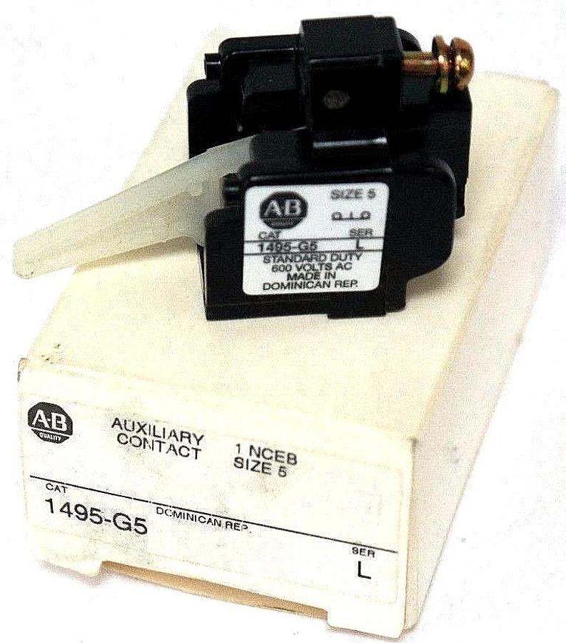 Used NIB ALLEN BRADLEY 1495-G5 AUXILIARY CONTACT SER. L, SIZE 5, 1495G5