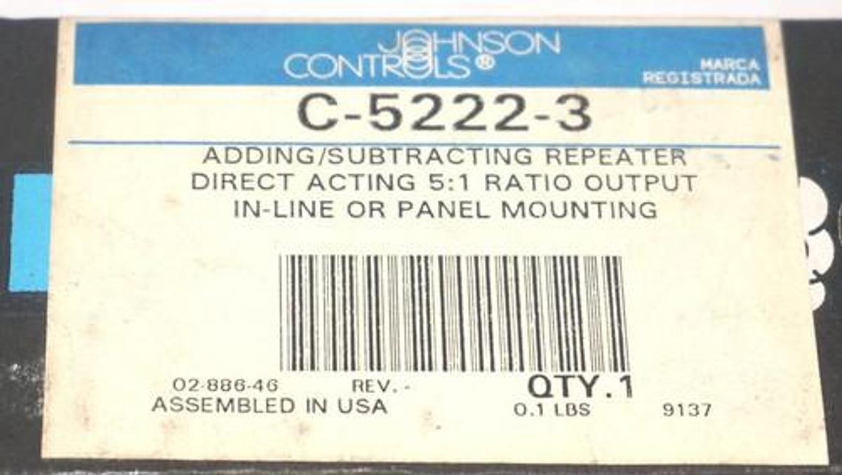 NIB JOHNSON CONTROLS C-5222-3 ADDING/SUBSTRACTING REPEATER C52223