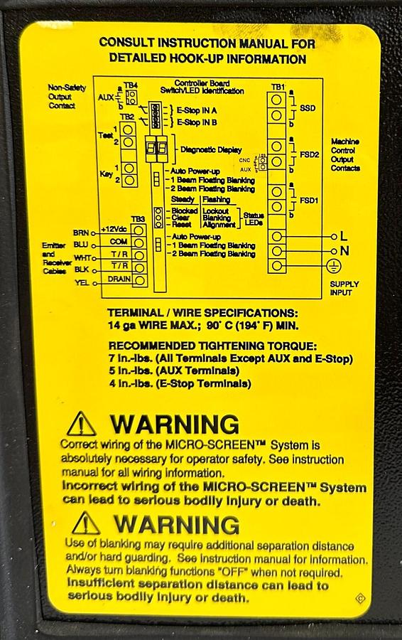 Used BANNER USCD-1T3 / USCD1T3 MICRO-SCREEN CONTROL BOX MSA-RM-2 MSA-PSD-1 50/60Hz