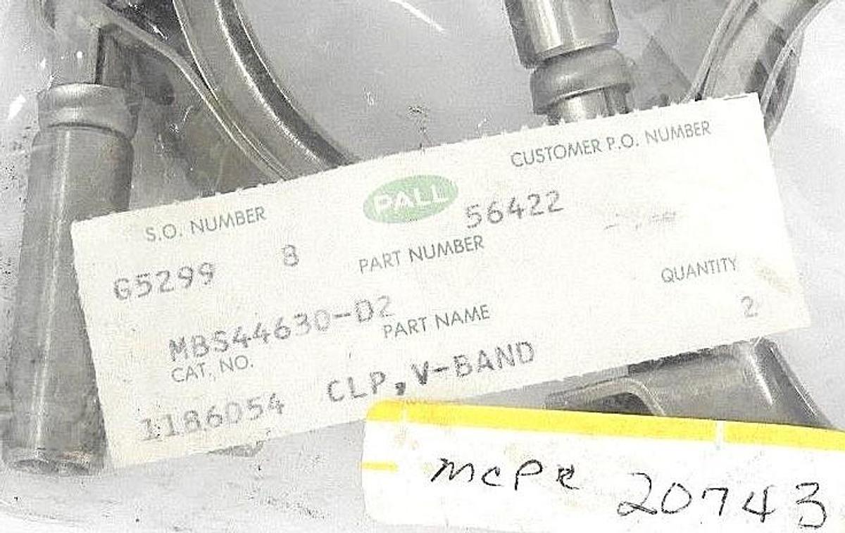 Used 2 NEW PALL MBS44630-D2 V-BAND COUPLING CLAMPS MBS44630D2