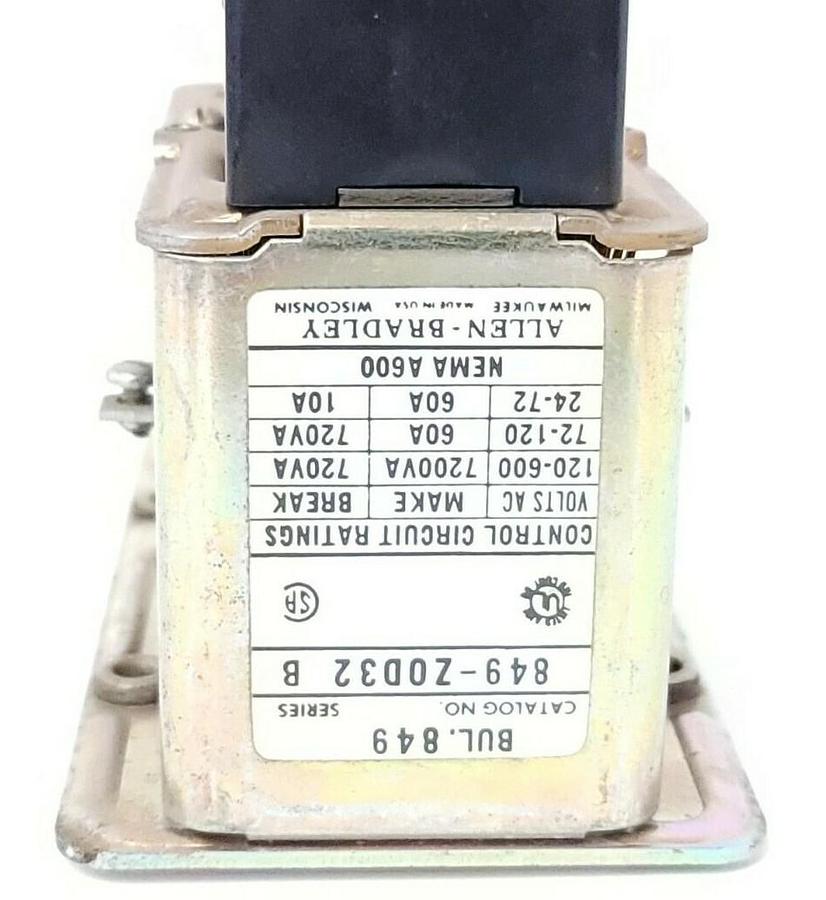 Used ALLEN BRADLEY 849-ZOD32 SER B TIME DELAY RELAY 849ZOD32 W/ 21A244 COIL 849-Z0D32