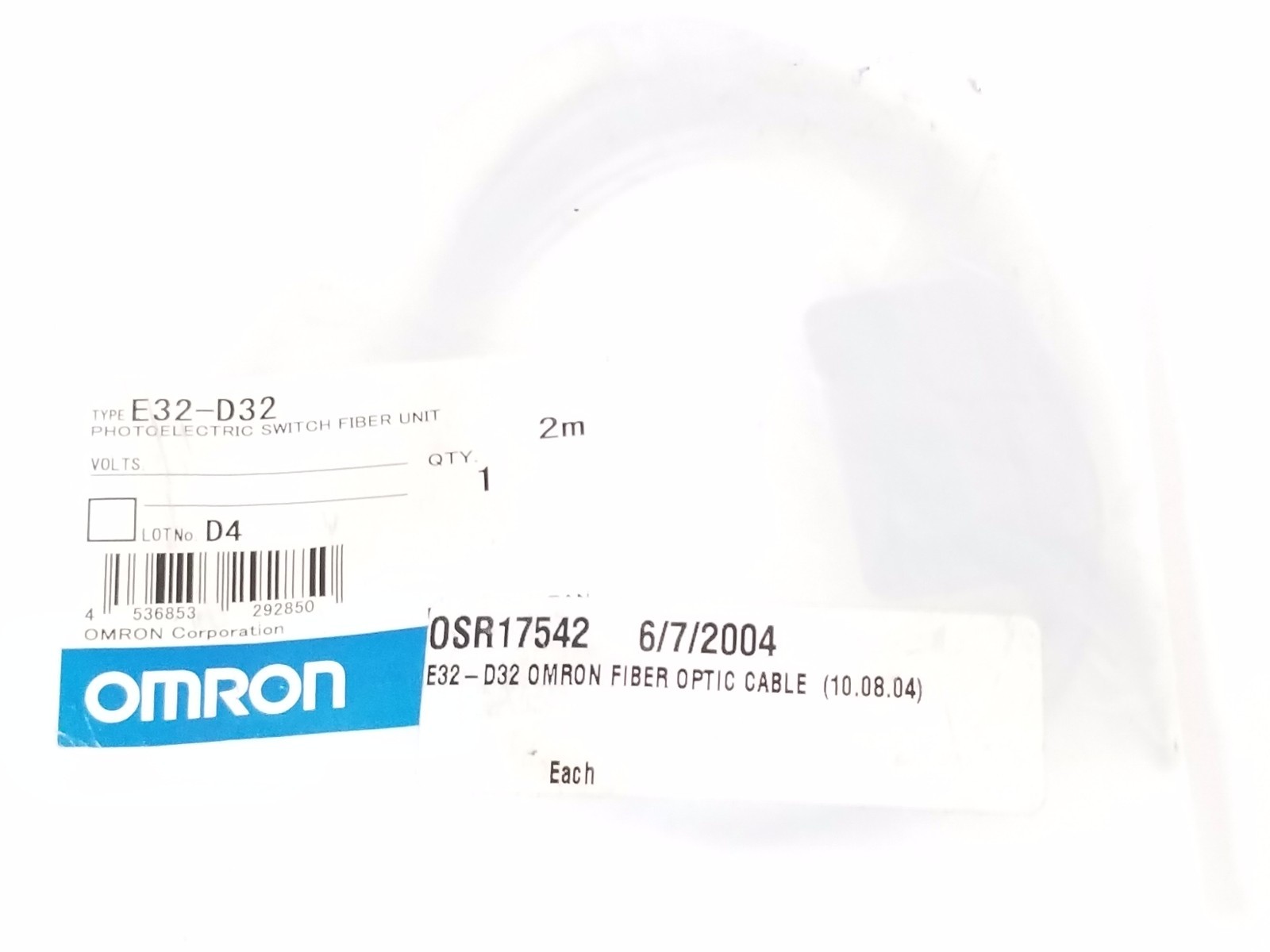 NEW OMRON E32-D32 PHOTOELECTRIC SWITCH FIBER UNIT E32D32, 2M