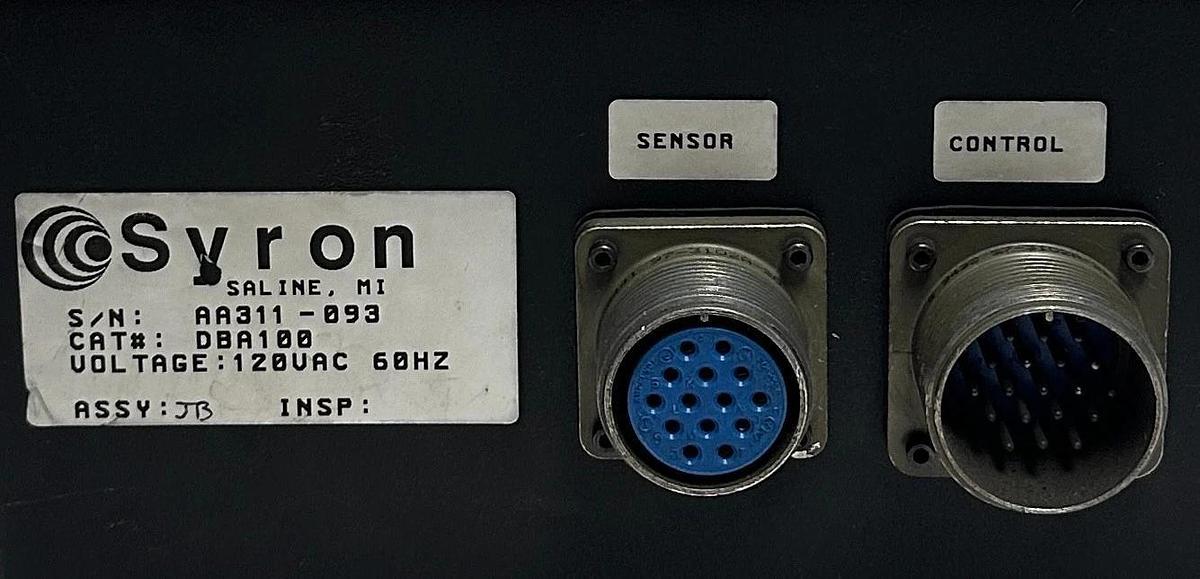Refurbished SYRON DBA100 SINGLE CHANNEL DOUBLE BLANK ANALYZER 120VAC 60Hz SENSOR/CONTROL REP