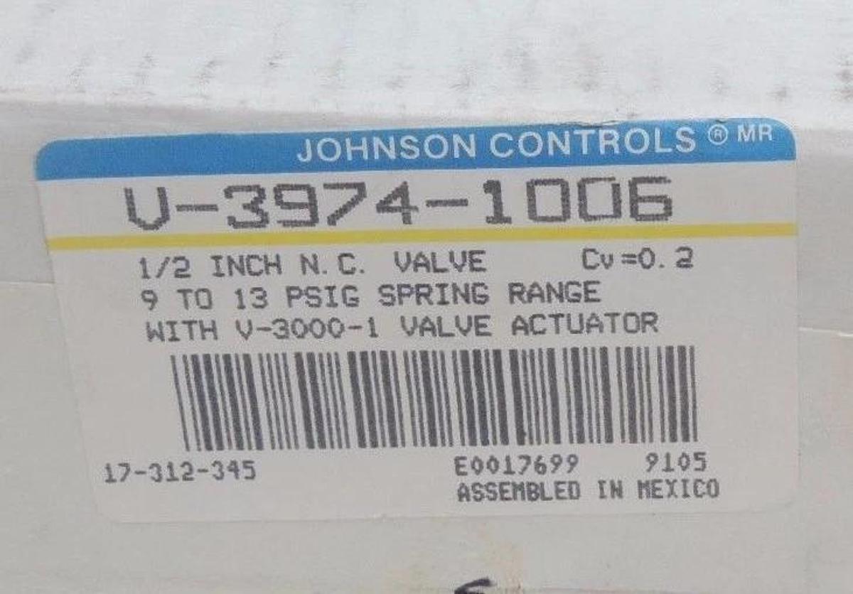 Used NEW SEALED JOHNSON CONTROLS V-3974-1006 PNEUMATIC ACTUATOR W/ V-3000-1 VALVE