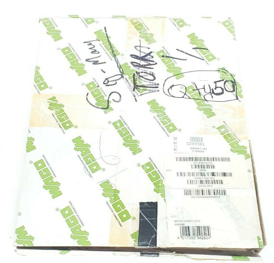 Used BOX OF 50 NEW WAGO 231-639/034-000 TERMINAL BLOCK ORANGE SERIES 231