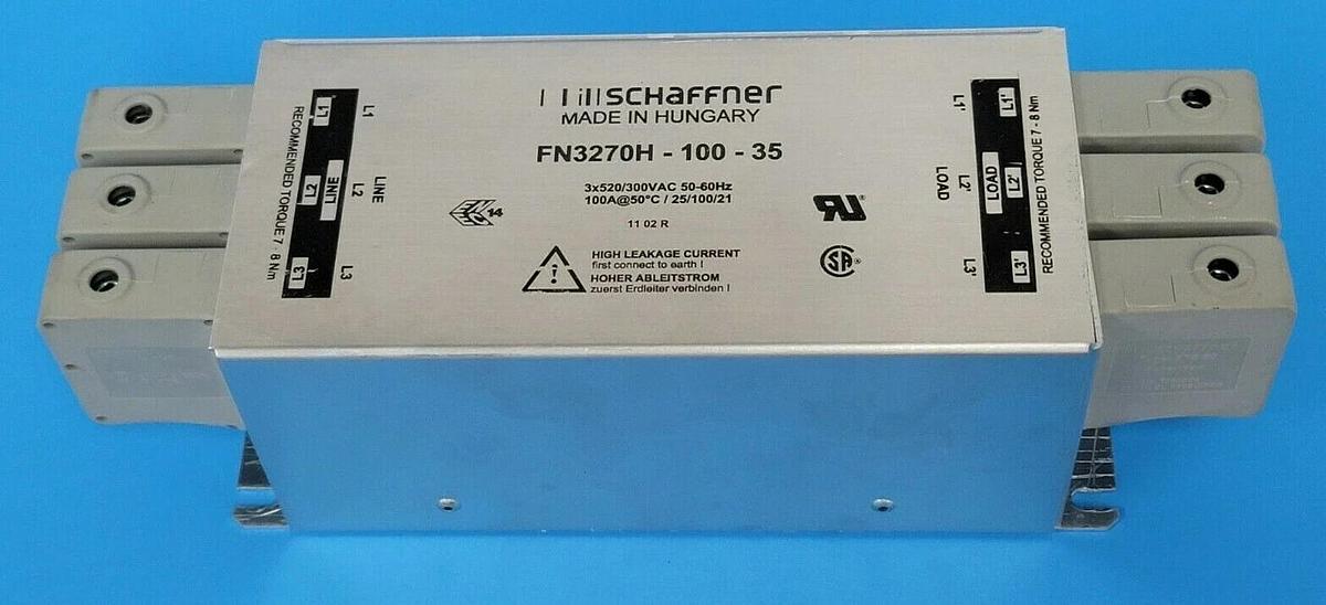 Used SCHAFFNER FN3270H-100-35 RFI POWER LINE FILTER FN3270H10035