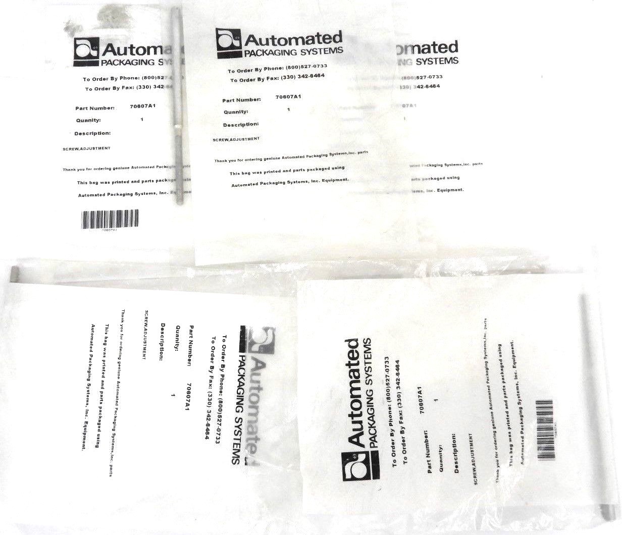 NEW AUTOMATED PACKAGING SYSTEMS 70607A1 SCREW ADJUSTMENT