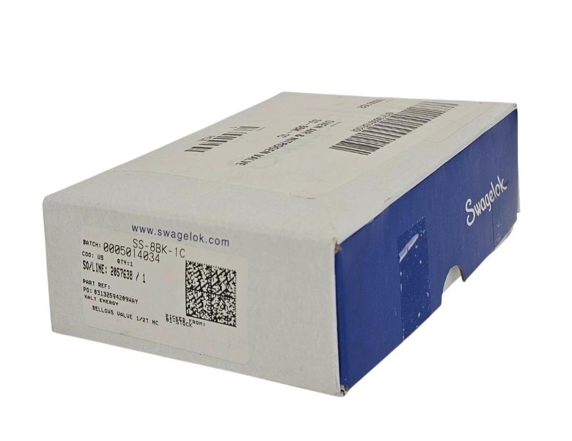 NIB SWAGELOK SS-8BK-1C SS BELLOWS-SEALED VALVE SS8BK1C 1/2 IN. SWAGELOK TUBE FIT