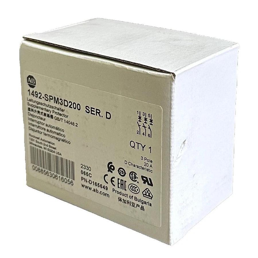 Used NEW ALLEN BRADLEY 1492-SPM3D200 /D SUPPLEMENTARY PROTECTOR 3P 20A 1492SPM3D200
