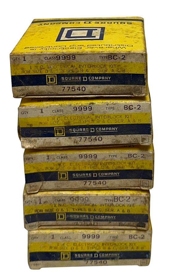 Used 5 SQUARE D CLASS 9999 BC-2 / BC2 ELECTRICAL INTERLOCK KITS 1NC SIZE 0&1 OEM NSMP