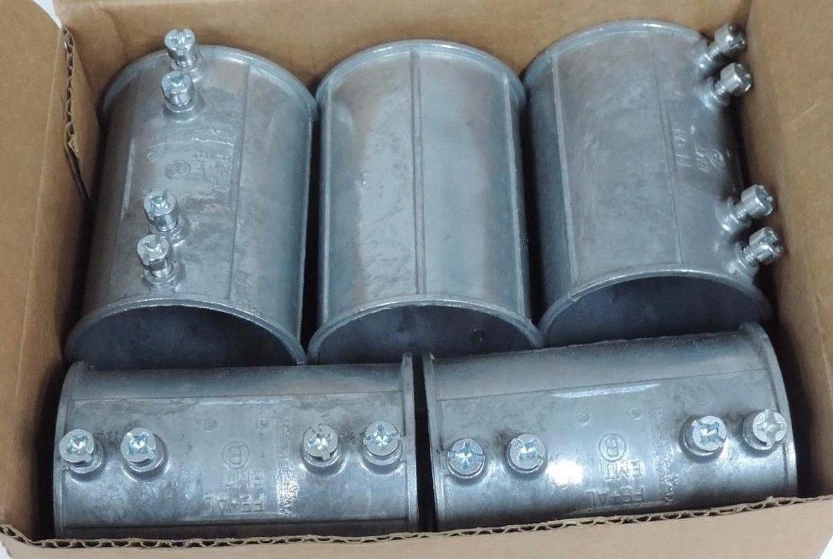 Used BOX OF 10 NEW BRIDGEPORT 245-DC 2" ZINC EMT COUPLINGS 245DC