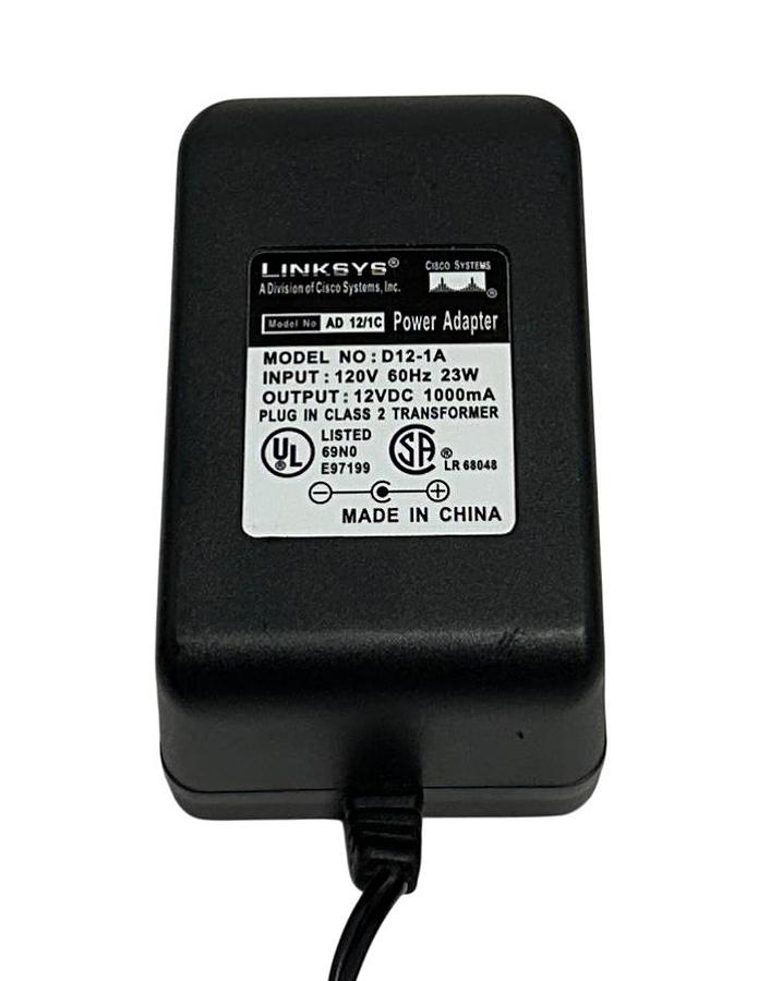 Used CISCO LINKSYS D12-1A / D121A POWER ADAPTER 120V 60Hz 23W INPUT BLACK NSNP