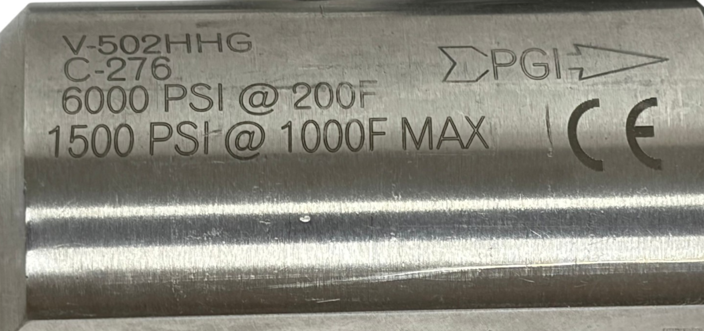 Used Parker PGI V-502HHG Needle Valve 1/4 NPT Hastelloy C-276 Severe Service 6000 PSI