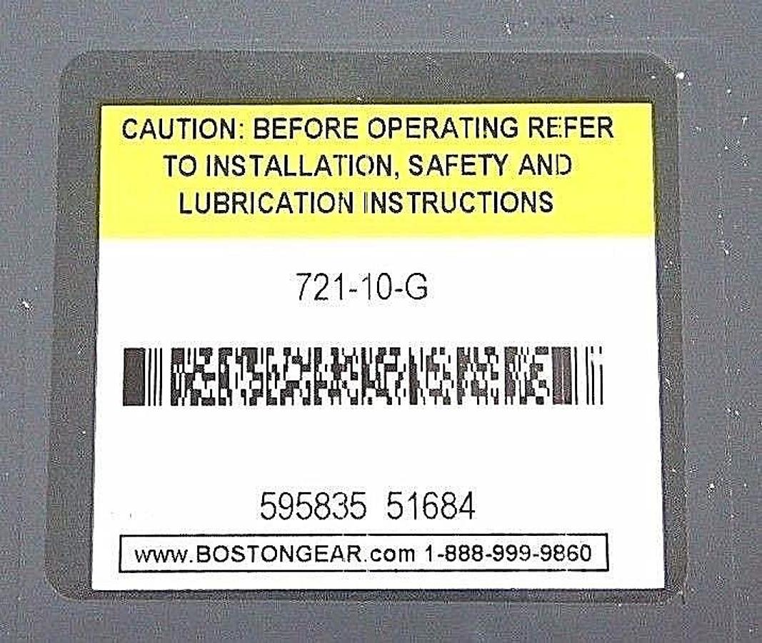 Used NIB BOSTON GEAR 721-10-G WORM GEAR SPEED REDUCER 51684 71010G