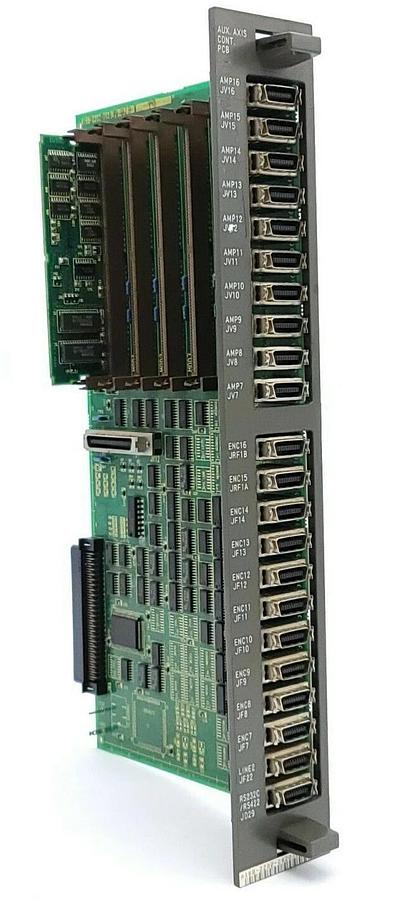 Used FANUC A16B-2202-0820/02B AUXILIARY AXIS CONTROL PC BOARD W/ A20B-2902-0070/04B