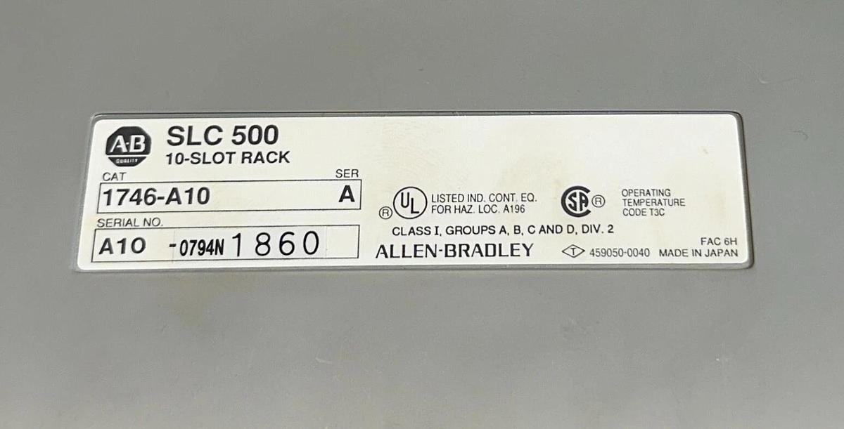 Used ALLEN BRADLEY 1746-A10 /A SLC 500 10-SLOT CHASSIS 1746-P2 /C POWER SUPPLY & MORE