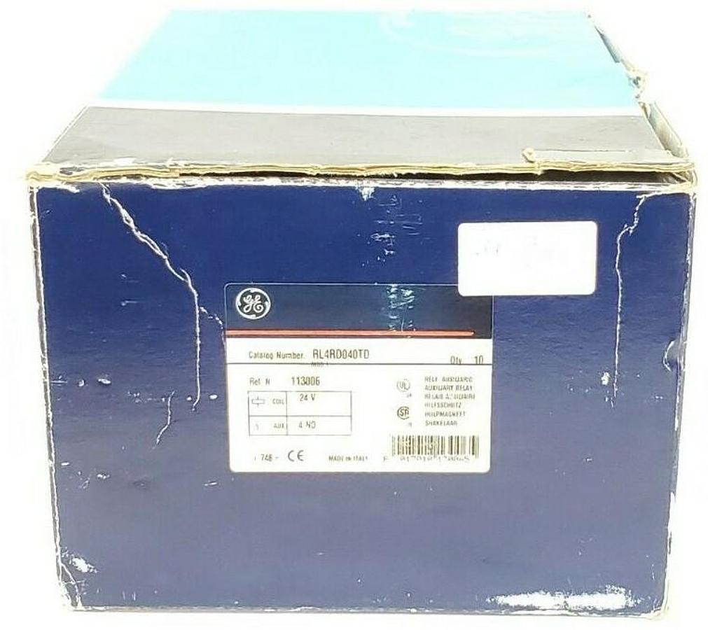 Used LOT OF 10 NIB GENERAL ELECTRIC RL4RD040TD RELAYS, 4 POLE, 24V COIL
