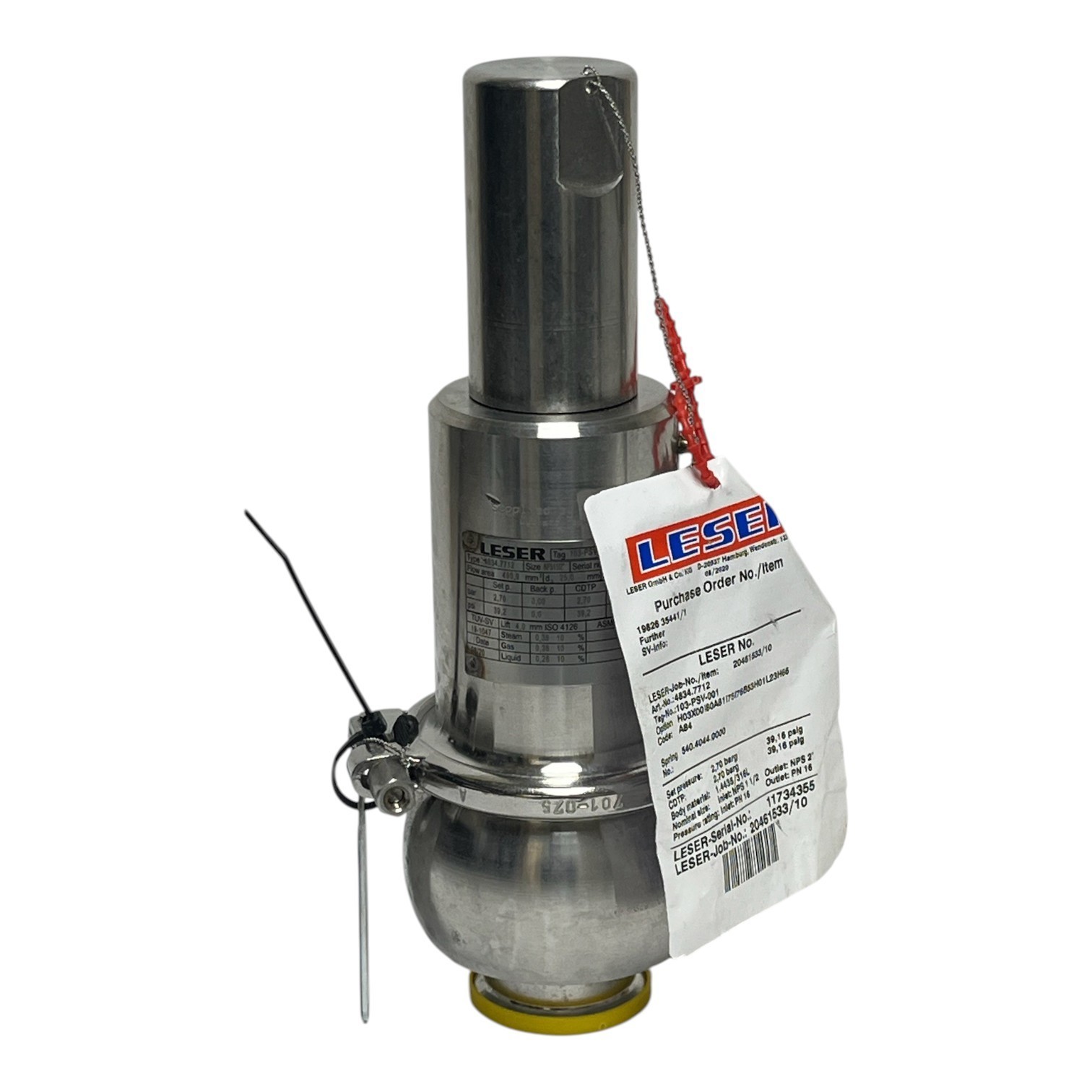 Used Leser Type 483 Clean Service Safety Relief Valve Art-No 4834.7712 2.70 bar
