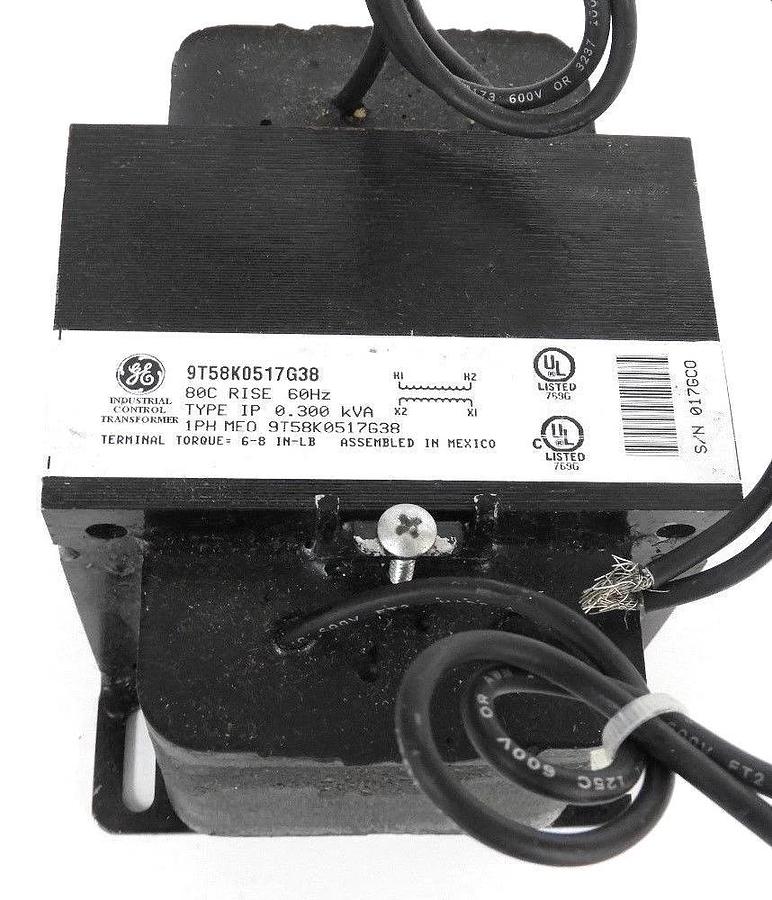 Used GE 9T58K0517G38 INDUSTRIAL CONTROL TRANSFORMER 60HZ, 1PH, 0.3KVA, TYPE IP