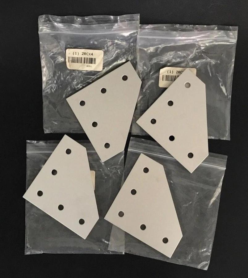 LOT OF 4 ALUMINUM 5 HOLE 90 DEG JOINING PLATE, 80/20, 4351, FOR 15S, 2RCX4